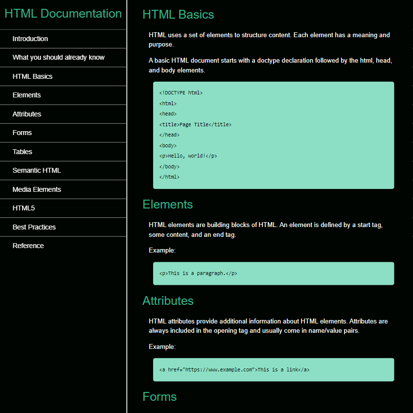 Technical Documentation Page Project Screenshot.